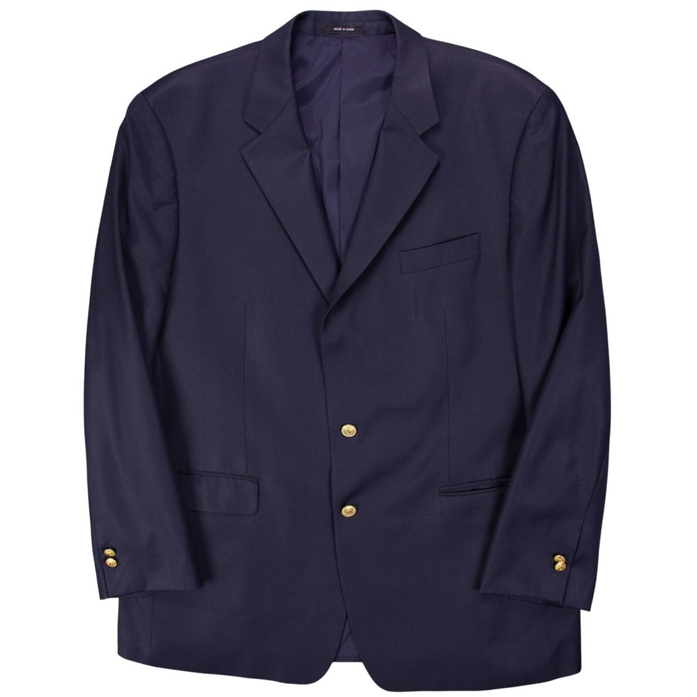 Lauren Ralph Lauren Mens 48L Navy Blue Wool Gold Button Blazer Sport Coat‎